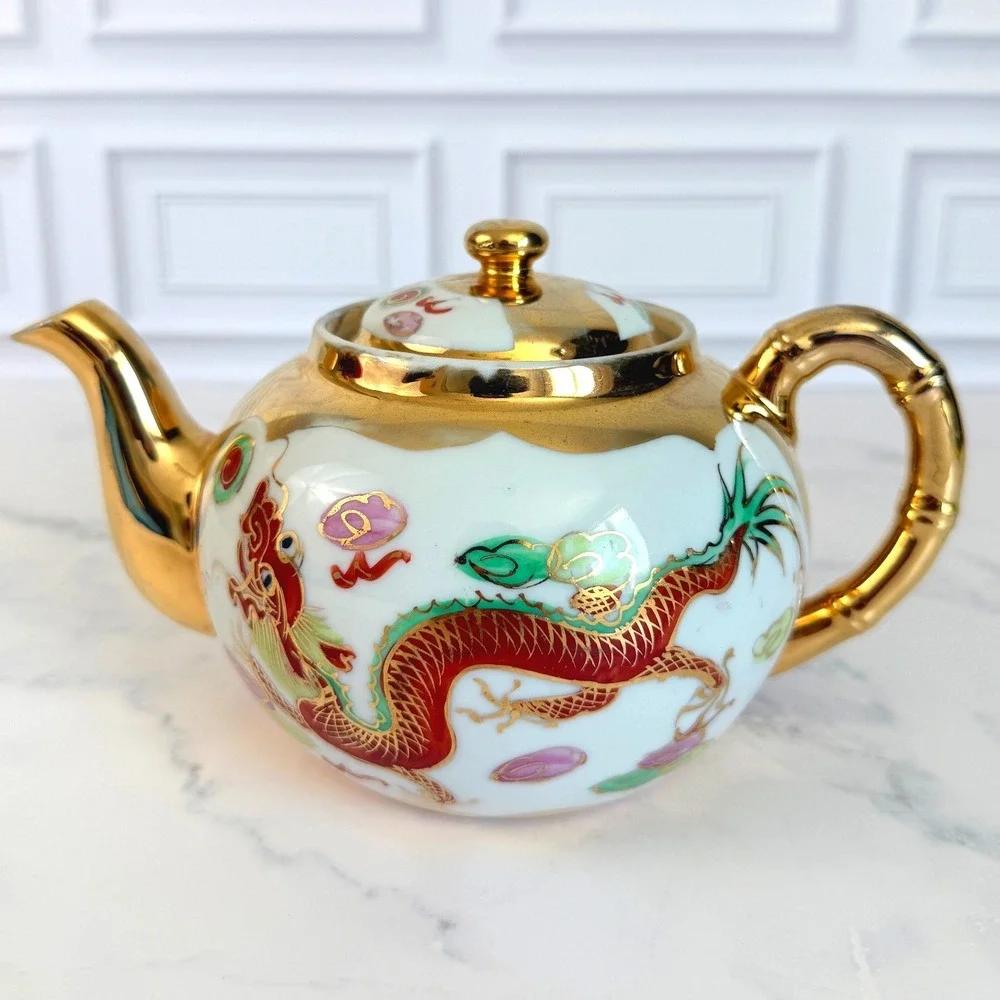 VTG Asian DragonWare and Phoenix 22K Gilded Teapot